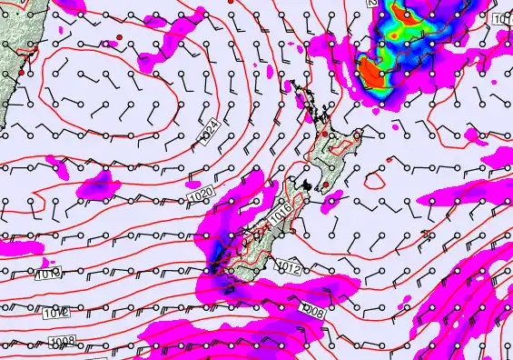 New Zealand forecast chart for Monday, April 27th, 2026 at 12:00 AM