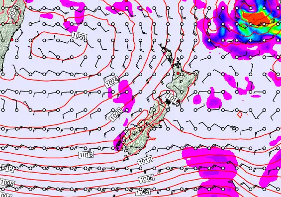 New Zealand forecast chart for Monday, April 27th, 2026 at 12:00 PM