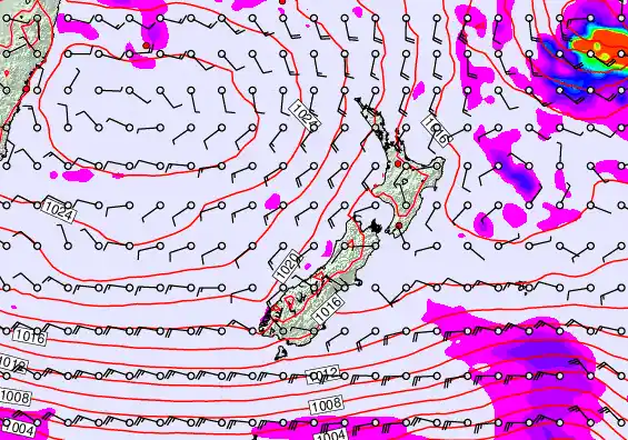 New Zealand forecast chart for Monday, April 27th, 2026 at 6:00 PM