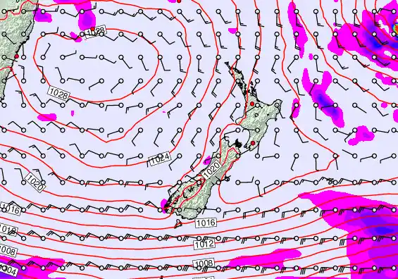 New Zealand forecast chart for Tuesday, April 28th, 2026 at 12:00 AM