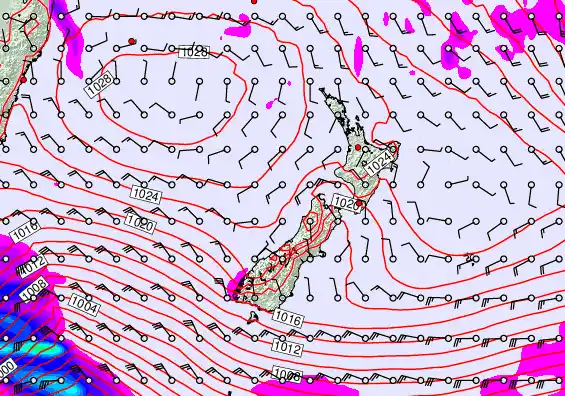 New Zealand forecast chart for Tuesday, April 28th, 2026 at 6:00 PM