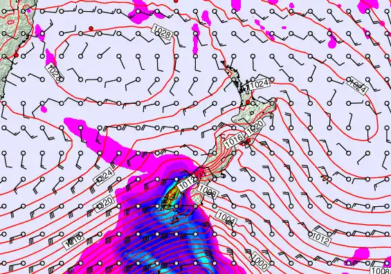 New Zealand forecast chart for Wednesday, April 29th, 2026 at 6:00 AM