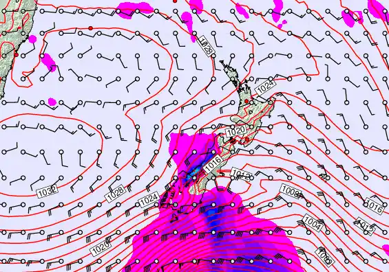 New Zealand forecast chart for Wednesday, April 29th, 2026 at 12:00 PM