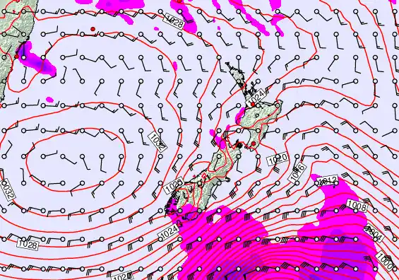 New Zealand forecast chart for Wednesday, April 29th, 2026 at 6:00 PM