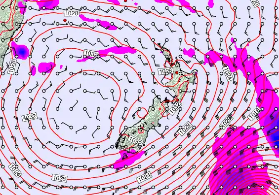 New Zealand forecast chart for Thursday, April 30th, 2026 at 6:00 AM