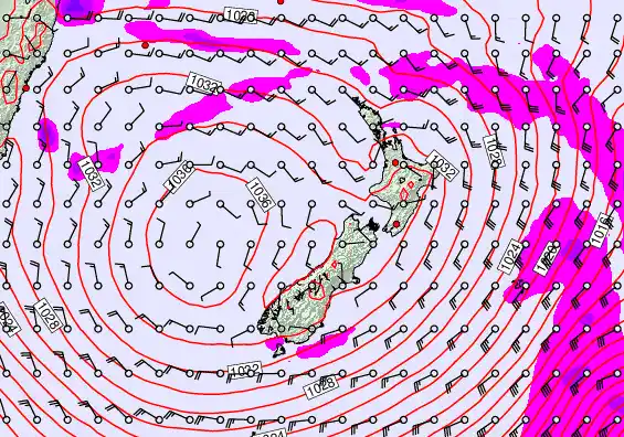 New Zealand forecast chart for Thursday, April 30th, 2026 at 12:00 PM