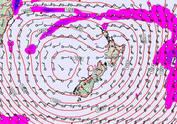 New Zealand forecast chart for Thursday, April 30th, 2026 at 6:00 PM