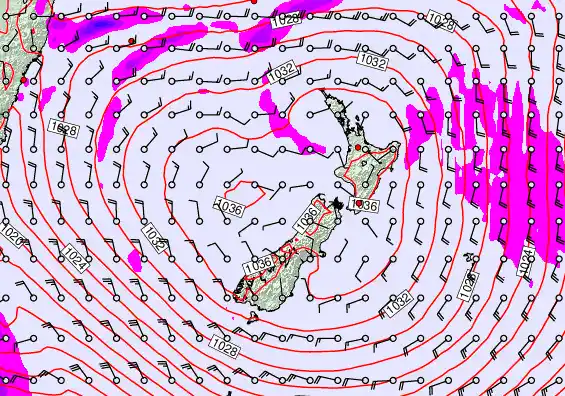 New Zealand forecast chart for Friday, May 1st, 2026 at 12:00 PM