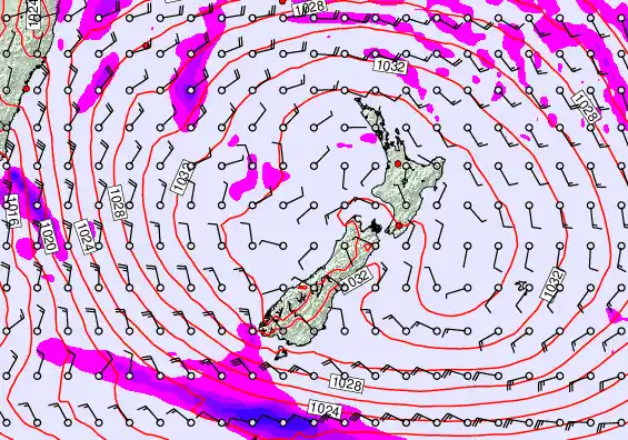 New Zealand forecast chart for Saturday, May 2nd, 2026 at 12:00 PM