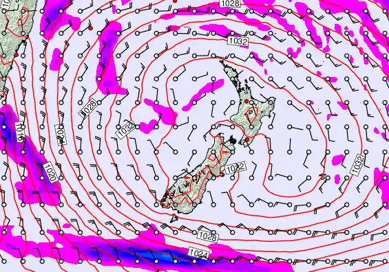 New Zealand forecast chart for Saturday, May 2nd, 2026 at 6:00 PM