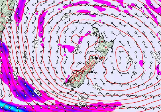 New Zealand forecast chart for Sunday, May 3rd, 2026 at 12:00 AM