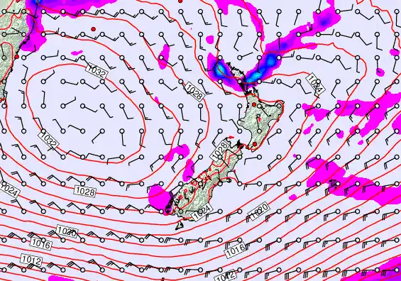 New Zealand forecast chart for Friday, April 24th, 2026 at 12:00 PM