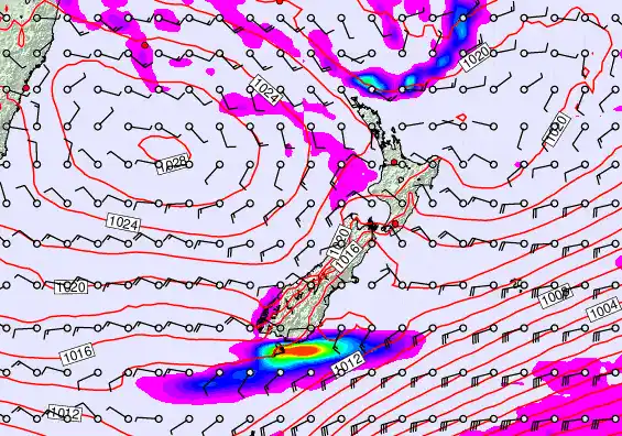New Zealand forecast chart for Sunday, April 26th, 2026 at 12:00 AM