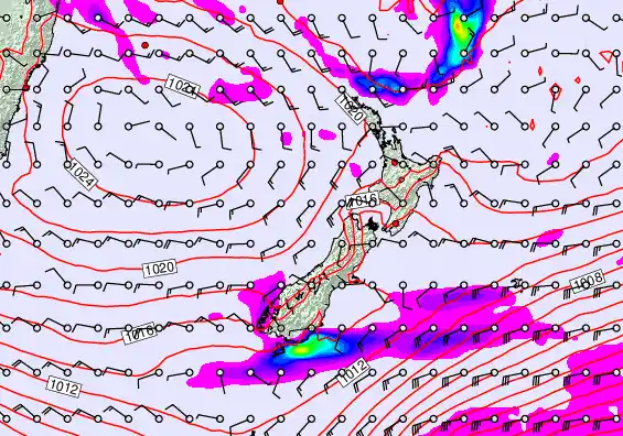 New Zealand forecast chart for Sunday, April 26th, 2026 at 6:00 AM