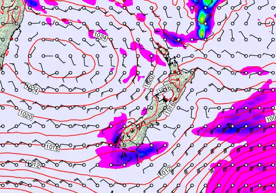 New Zealand forecast chart for Sunday, April 26th, 2026 at 12:00 PM