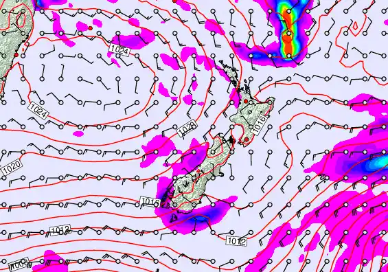 New Zealand forecast chart for Sunday, April 26th, 2026 at 6:00 PM