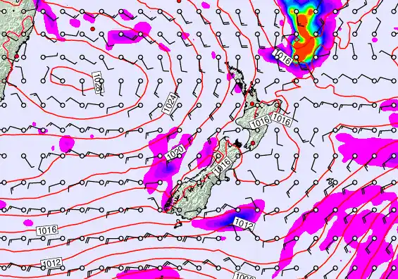 New Zealand forecast chart for Monday, April 27th, 2026 at 12:00 AM