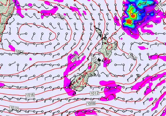New Zealand forecast chart for Monday, April 27th, 2026 at 6:00 AM