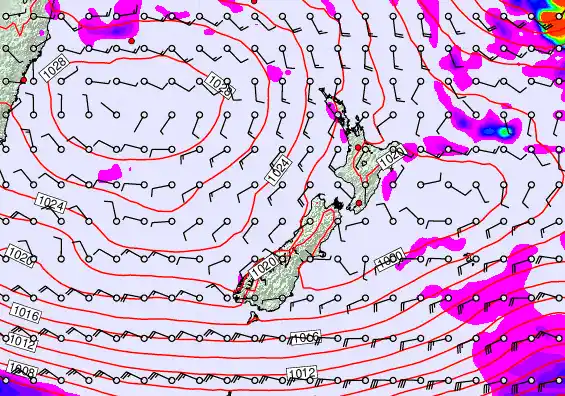 New Zealand forecast chart for Tuesday, April 28th, 2026 at 12:00 AM