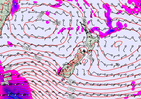New Zealand forecast chart for Tuesday, April 28th, 2026 at 6:00 PM