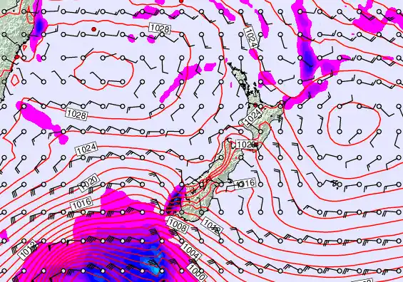 New Zealand forecast chart for Wednesday, April 29th, 2026 at 12:00 AM