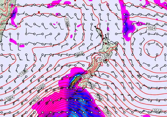 New Zealand forecast chart for Wednesday, April 29th, 2026 at 6:00 AM