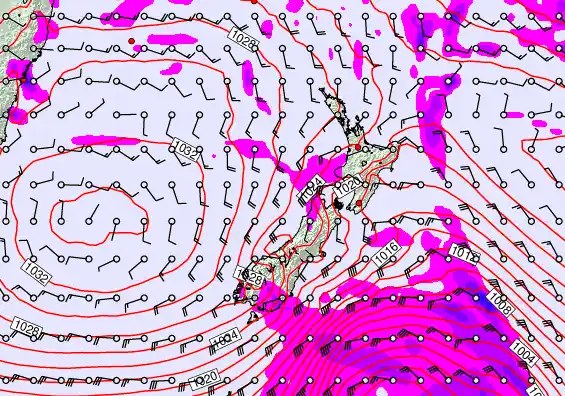 New Zealand forecast chart for Wednesday, April 29th, 2026 at 6:00 PM