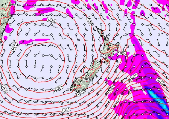 New Zealand forecast chart for Thursday, April 30th, 2026 at 12:00 AM