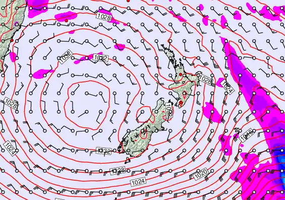 New Zealand forecast chart for Thursday, April 30th, 2026 at 6:00 AM
