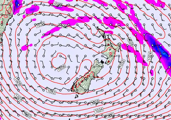 New Zealand forecast chart for Thursday, April 30th, 2026 at 12:00 PM