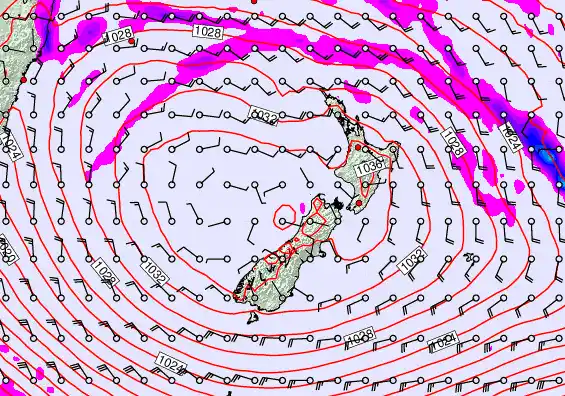 New Zealand forecast chart for Thursday, April 30th, 2026 at 6:00 PM