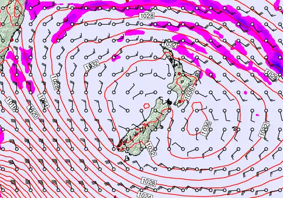 New Zealand forecast chart for Friday, May 1st, 2026 at 12:00 PM