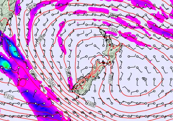 New Zealand forecast chart for Saturday, May 2nd, 2026 at 12:00 AM