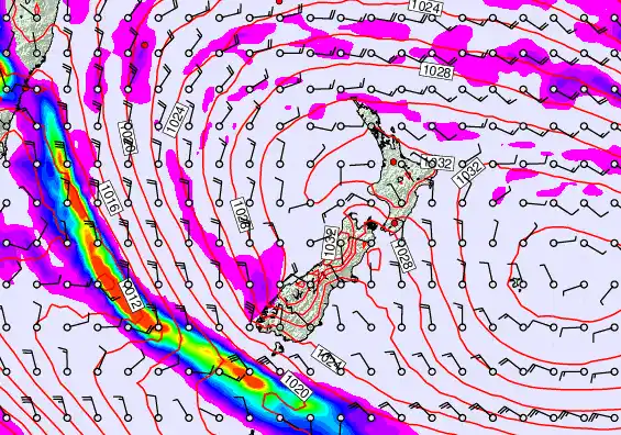 New Zealand forecast chart for Saturday, May 2nd, 2026 at 6:00 PM
