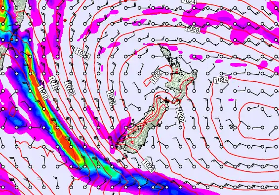 New Zealand forecast chart for Sunday, May 3rd, 2026 at 12:00 AM