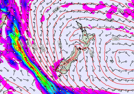 New Zealand forecast chart for Sunday, May 3rd, 2026 at 6:00 AM