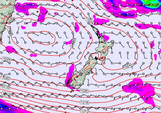 New Zealand forecast chart for Tuesday, April 28th, 2026 at 12:00 AM