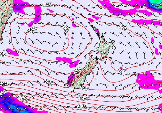New Zealand forecast chart for Tuesday, April 28th, 2026 at 6:00 AM