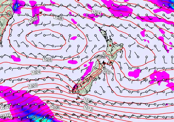 New Zealand forecast chart for Tuesday, April 28th, 2026 at 12:00 PM