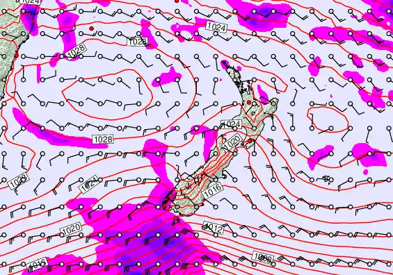 New Zealand forecast chart for Tuesday, April 28th, 2026 at 6:00 PM