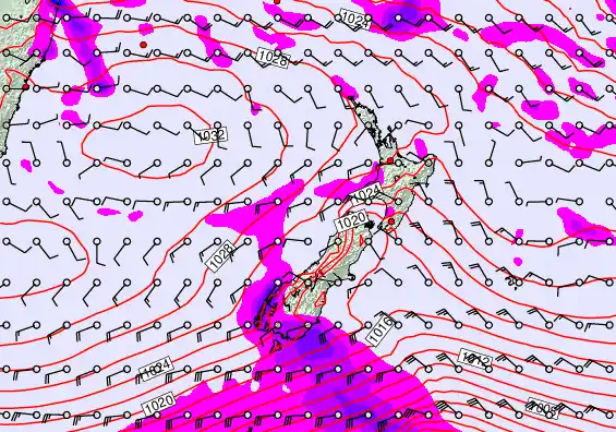 New Zealand forecast chart for Wednesday, April 29th, 2026 at 12:00 AM