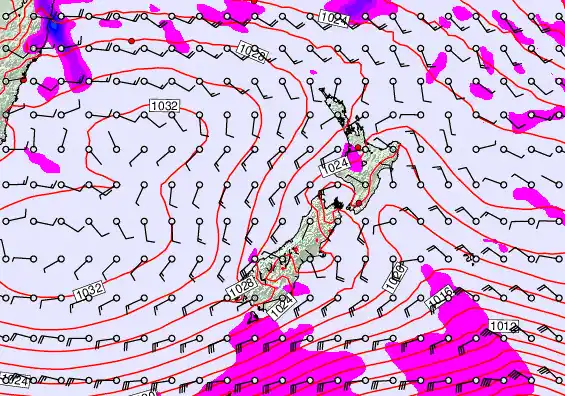New Zealand forecast chart for Wednesday, April 29th, 2026 at 6:00 AM