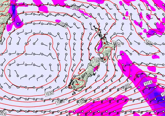 New Zealand forecast chart for Wednesday, April 29th, 2026 at 12:00 PM