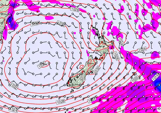 New Zealand forecast chart for Wednesday, April 29th, 2026 at 6:00 PM