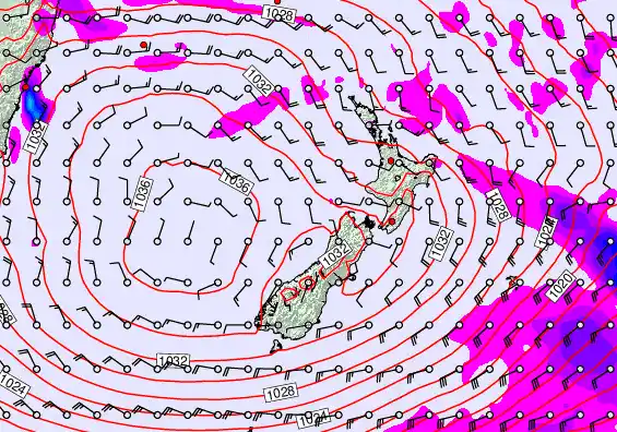 New Zealand forecast chart for Thursday, April 30th, 2026 at 12:00 AM
