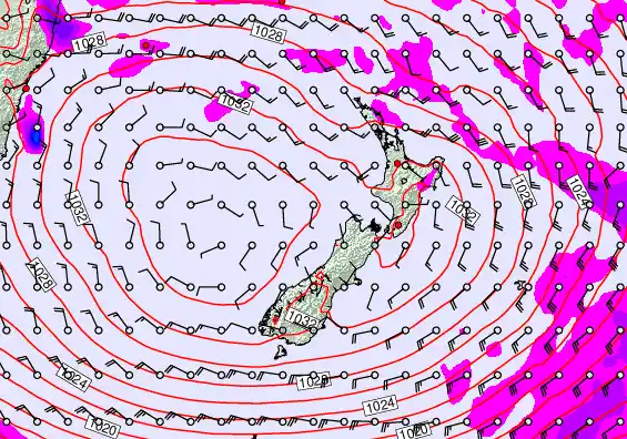 New Zealand forecast chart for Thursday, April 30th, 2026 at 6:00 AM