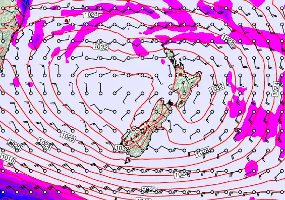 New Zealand forecast chart for Thursday, April 30th, 2026 at 6:00 PM
