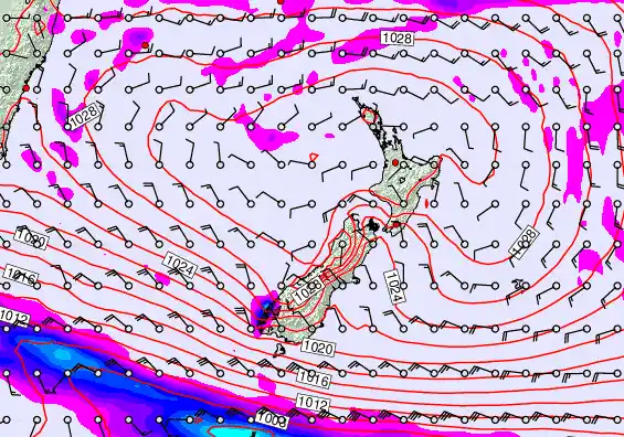 New Zealand forecast chart for Friday, May 1st, 2026 at 12:00 PM
