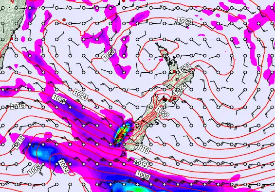 New Zealand forecast chart for Saturday, May 2nd, 2026 at 12:00 AM