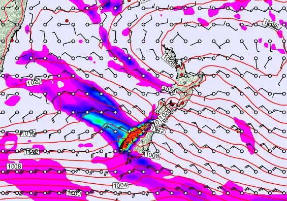 New Zealand forecast chart for Saturday, May 2nd, 2026 at 6:00 PM